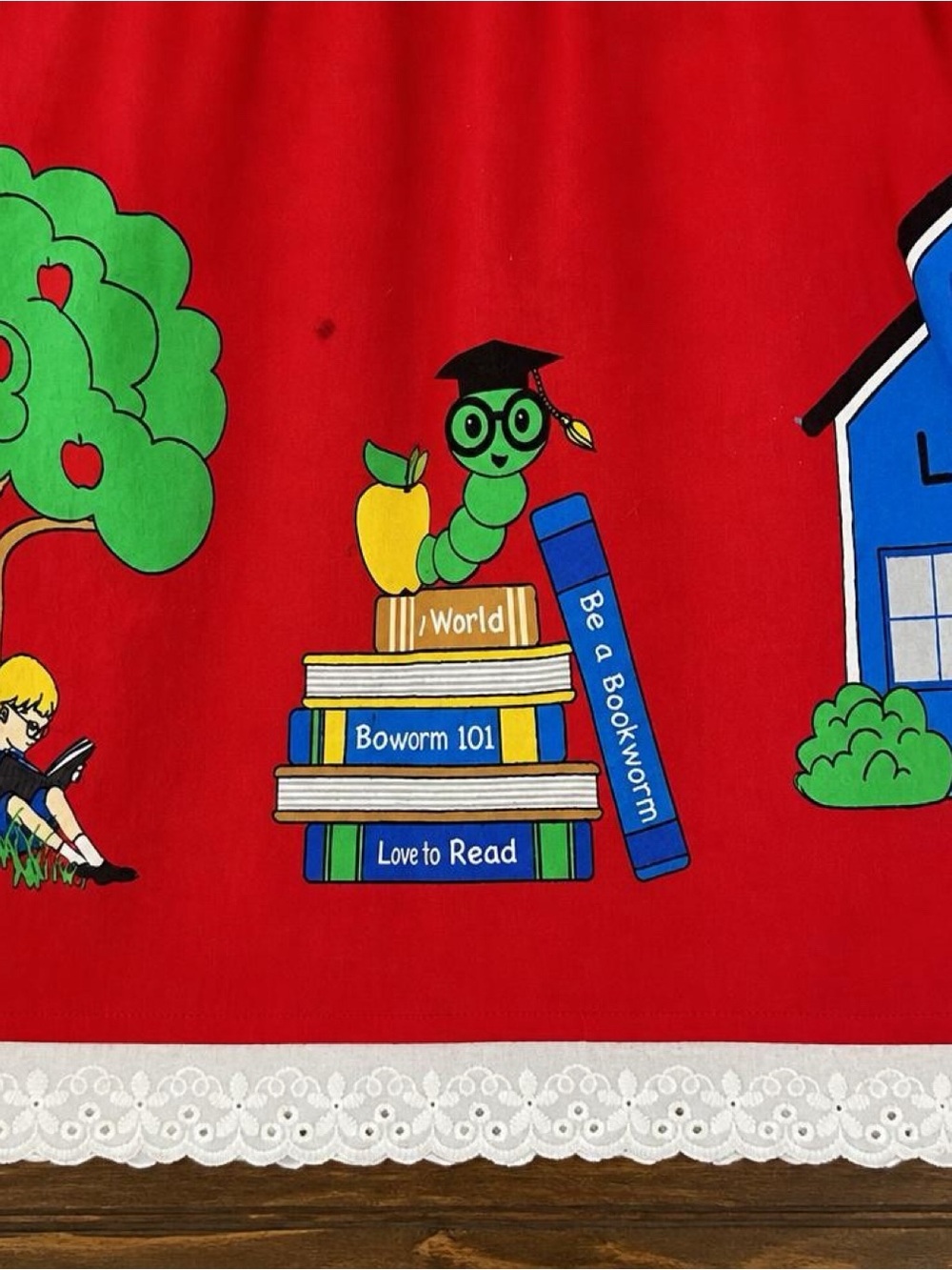 Back to School Girls Dress Size 4 Library Bookworm Apple Teacher - Picture 5 of 5